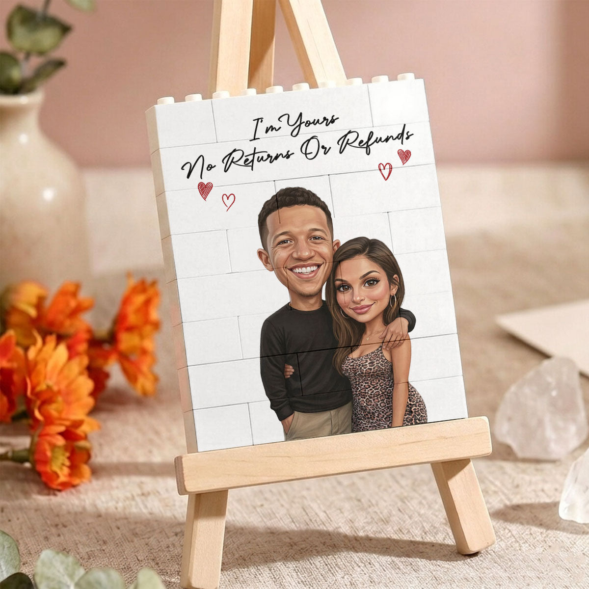 Custom Photo Caricature I'm Yours No Returns Or Refunds - Personalized Building Brick Blocks