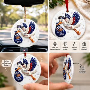 Baby Expecting Stork See You In Baby’s First Christmas - Family Ornament - Real 3D Raised Ornament