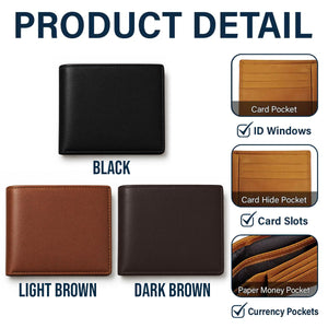Custom Photo Bold Sketch Dad Bank Funny Always Open Fast No Interest - Personalized Leather Wallet