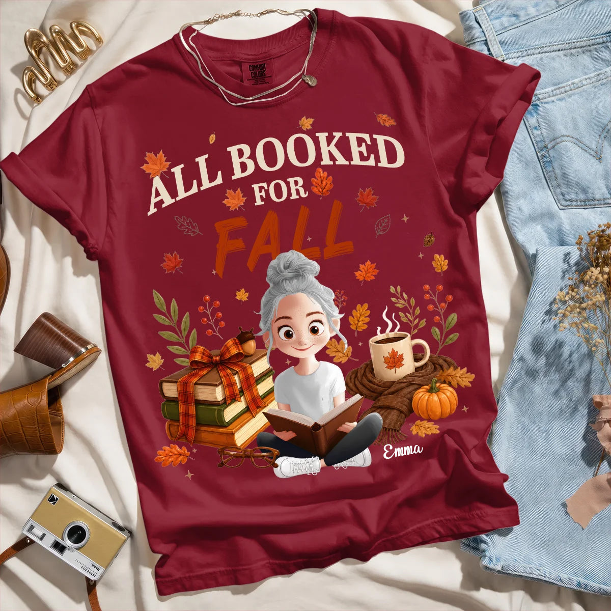 All Booked For Fall Shirt, Bookish Fall Shirt, Fall Season Shirt, Autumn Reading Shirt, Book Lover Gift, Bookworm Shirt