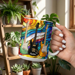 Custom Electric Guitar Mug Personalized Musician Gift Coffee Cup