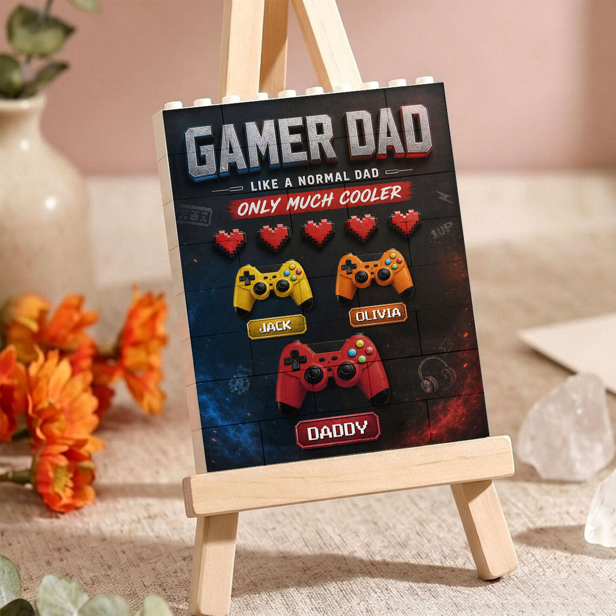 Gamer Dad - Personalized Shaped Building Brick Blocks