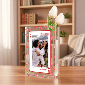 How Lucky Are We - Personalized Journal Clear Acrylic Book Vase for Flowers, Transparent Flower Vase for Home Decor