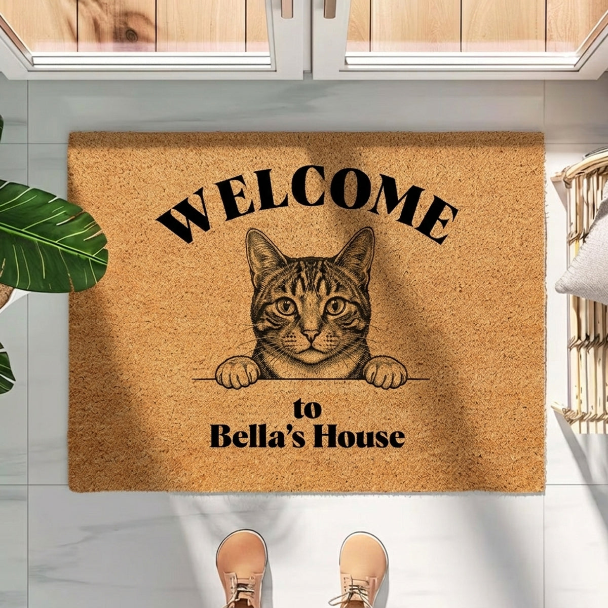 Personalized Pencil Sketch Portrait Doormat, Custom Dog Photo Welcome Mat