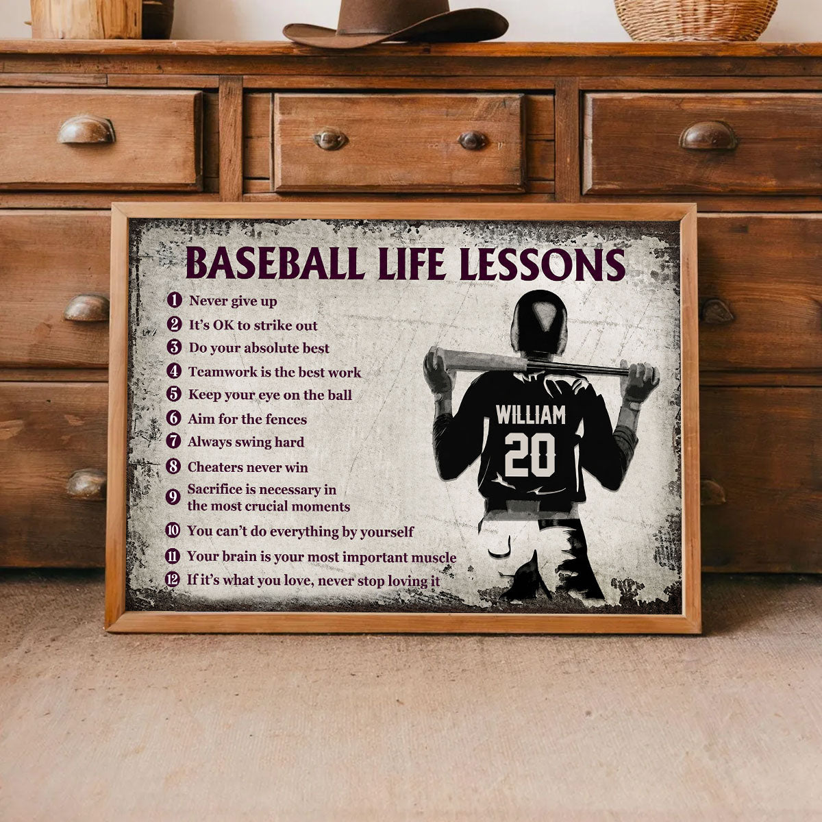 Personalized Baseball Life Lessons Customized Poster