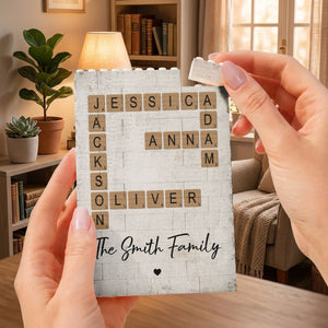 Custom Family Name Puzzle Crossword - Personalized Brick Block
