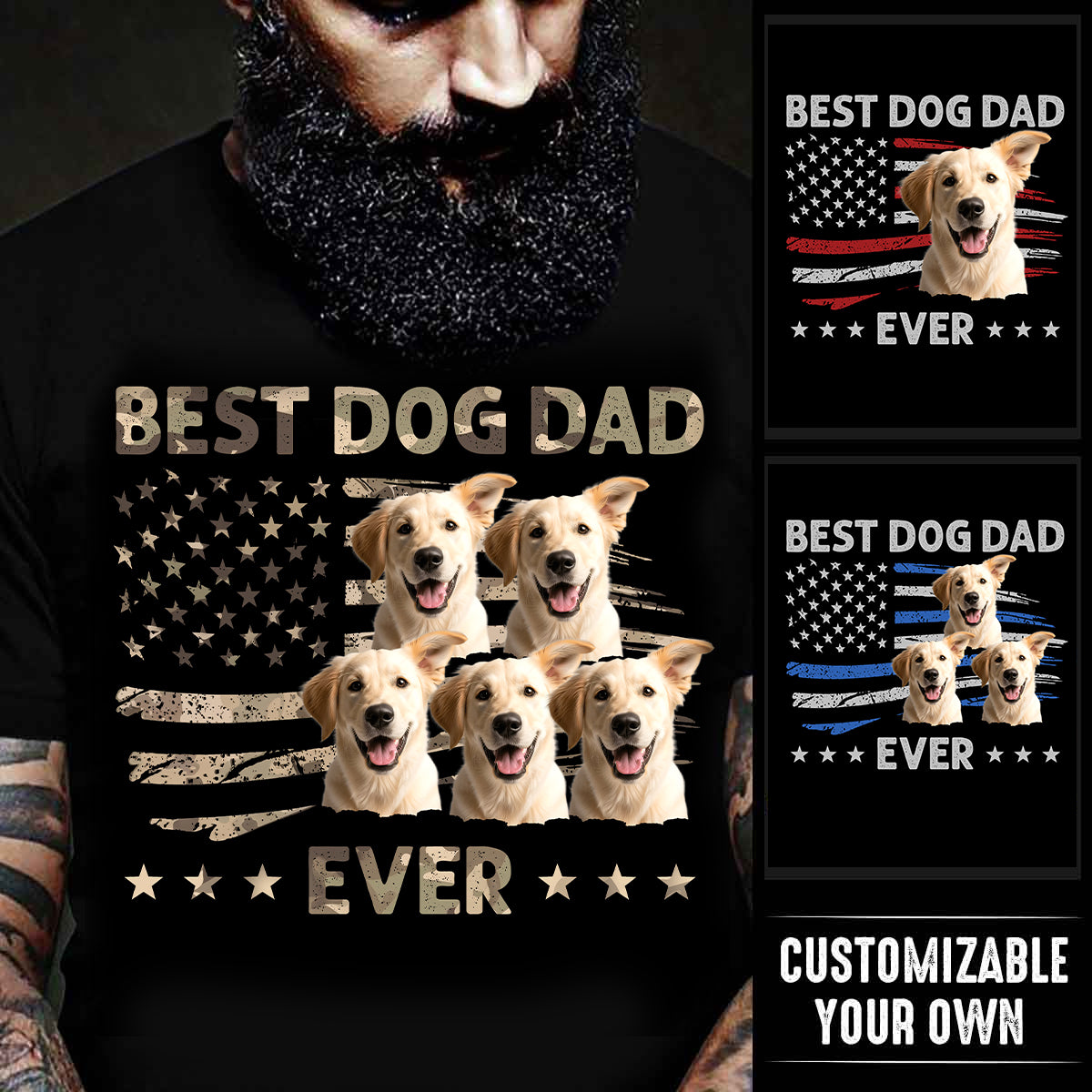 Custom Photo Unisex T-shirt, Premium T-shirt, Hoodie - Personalized America 250th Anniversary Father's Day