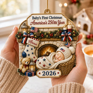 Tiny Star Personalized America 250th Anniversary New Born Ornament - Real 3D Raised Ornament