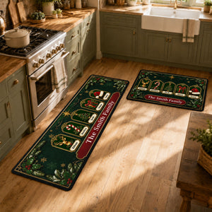 Jolly Jingle Gift Hat Runner Rug, Personalized Holiday Kitchen Mat, Home Xmas Gift