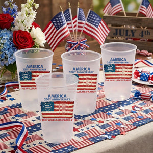 USA 250th Anniversary Frosted Plastic Cups, Patriotic 4th of July Party Supplies, America's 250th Birthday Decorations, Gifts For Mom, Dad, Brother, Sister, Kids