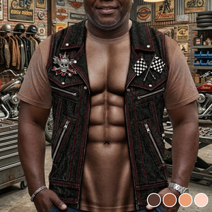 Men’s Biker Body Graphic T-Shirt, Funny Muscle Man, Beer Lover Tee