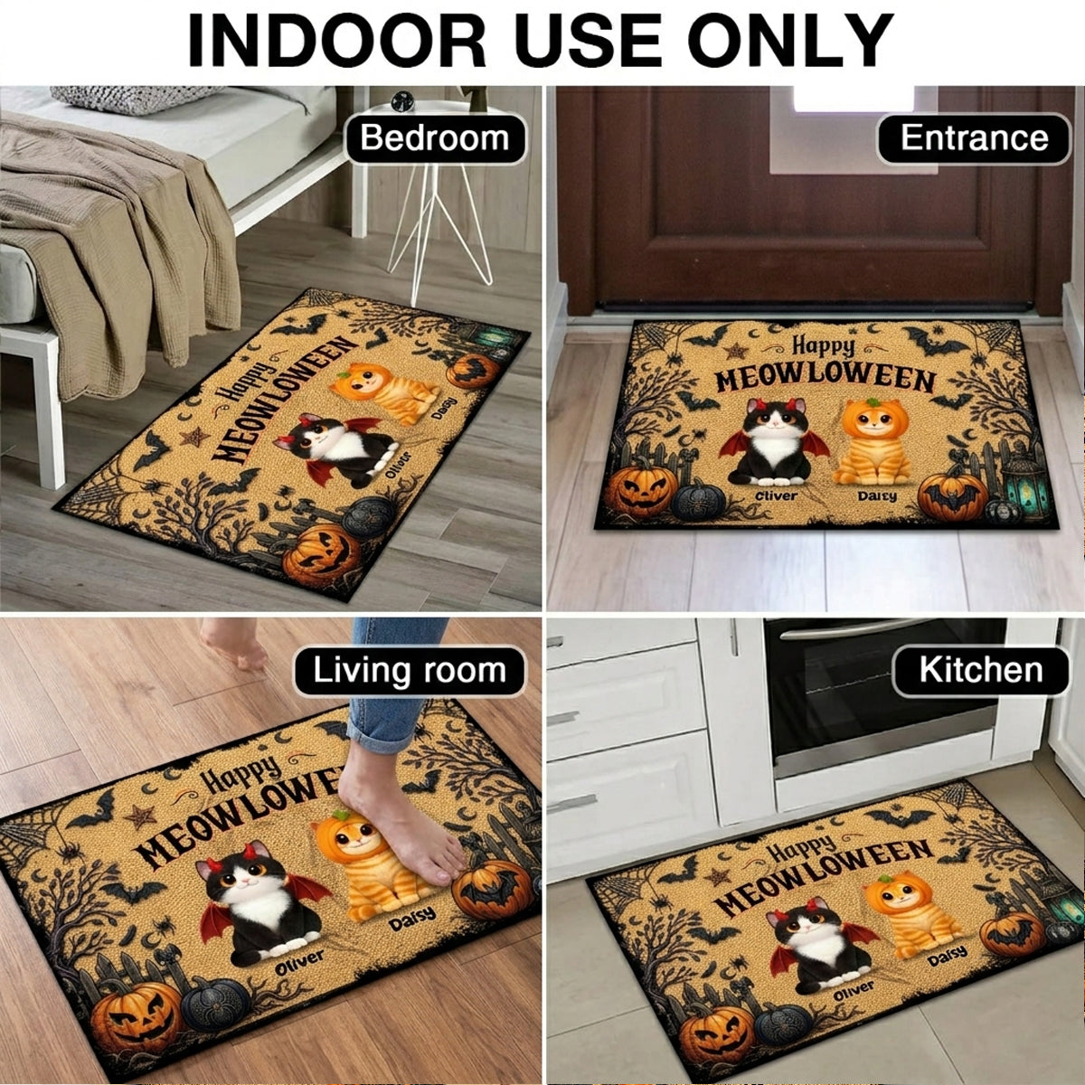 Spooky Halloween Beware of Little Cats Meownsters - Personalized Doormat - Halloween Gift For Cat Lovers, Halloween Decor