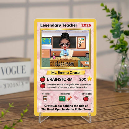 Personalized Poke Teacher Card, Custom PKM Teacher Card, Teacher Appreciation Gift, Customize Anime Acrylic Hologram Card for Teacher