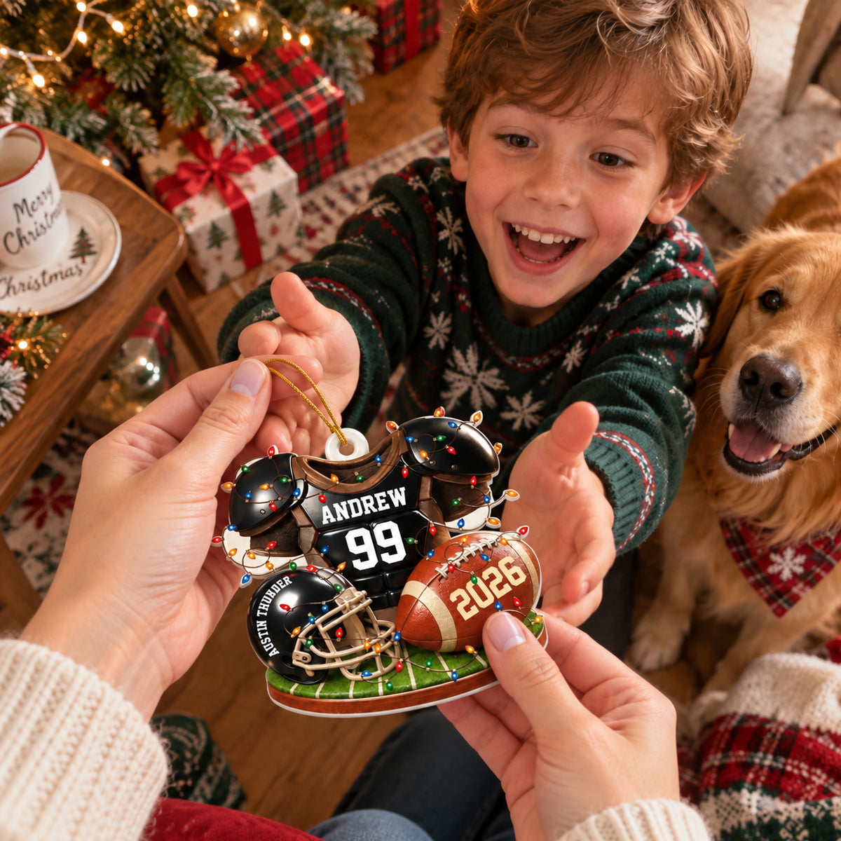Personalized Football Ornament 2026, Custom Jersey & Helmet Keepsake