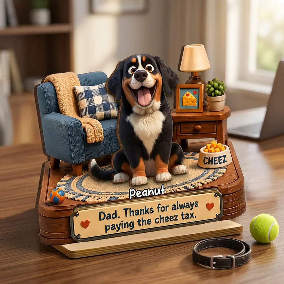 Cheese Tax Dog Dad - Personalized Wooden Plaque - Father's Day Gift for Dog Dad