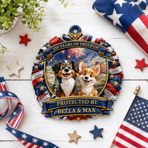 America Dog Lovers 250 Ornament - Patriotic Family Ornament - Real 3D Raised Ornament