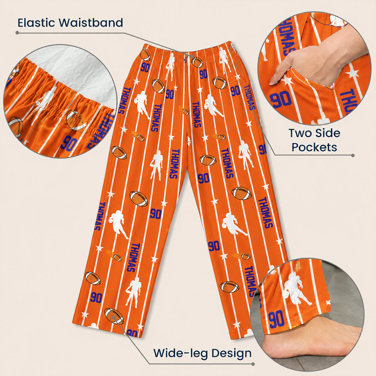 Custom Name & Number For Baseball, Softball, Soccer, Football, Basketball, Hockey Lover - Personalized Lounge Pants