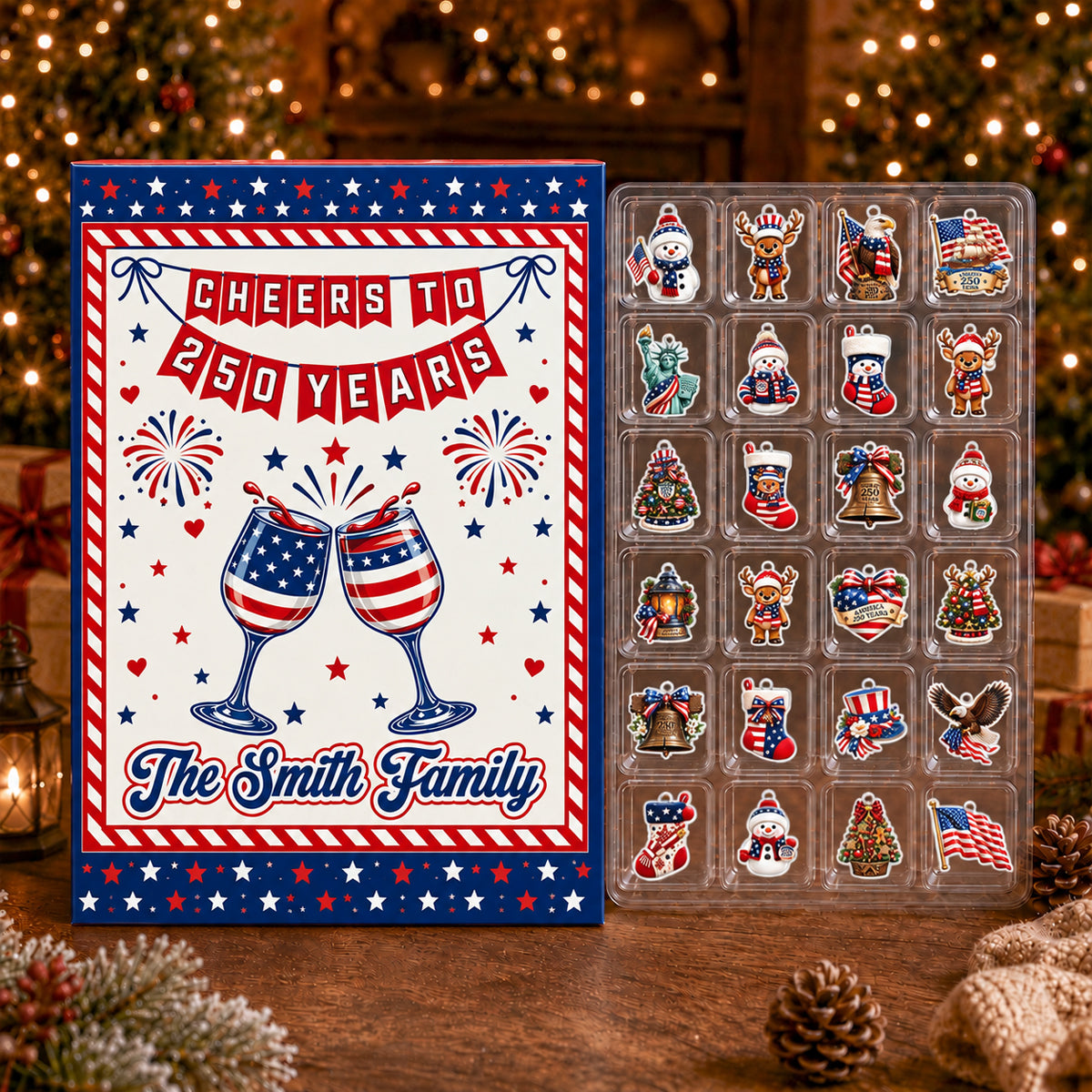 Freedom 250th Year Calendar 2026 - 24 Day Spirits Countdown, Acrylic Charms Blind Box - Gift For Family