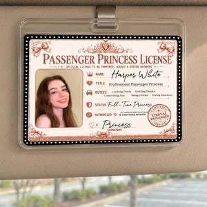 Passenger Princess License - Personalized Car Visor Clip