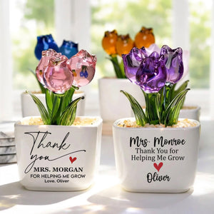 Teacher Appreciation Gifts - Personalized Glass Flower Pot, Thank You Gifts