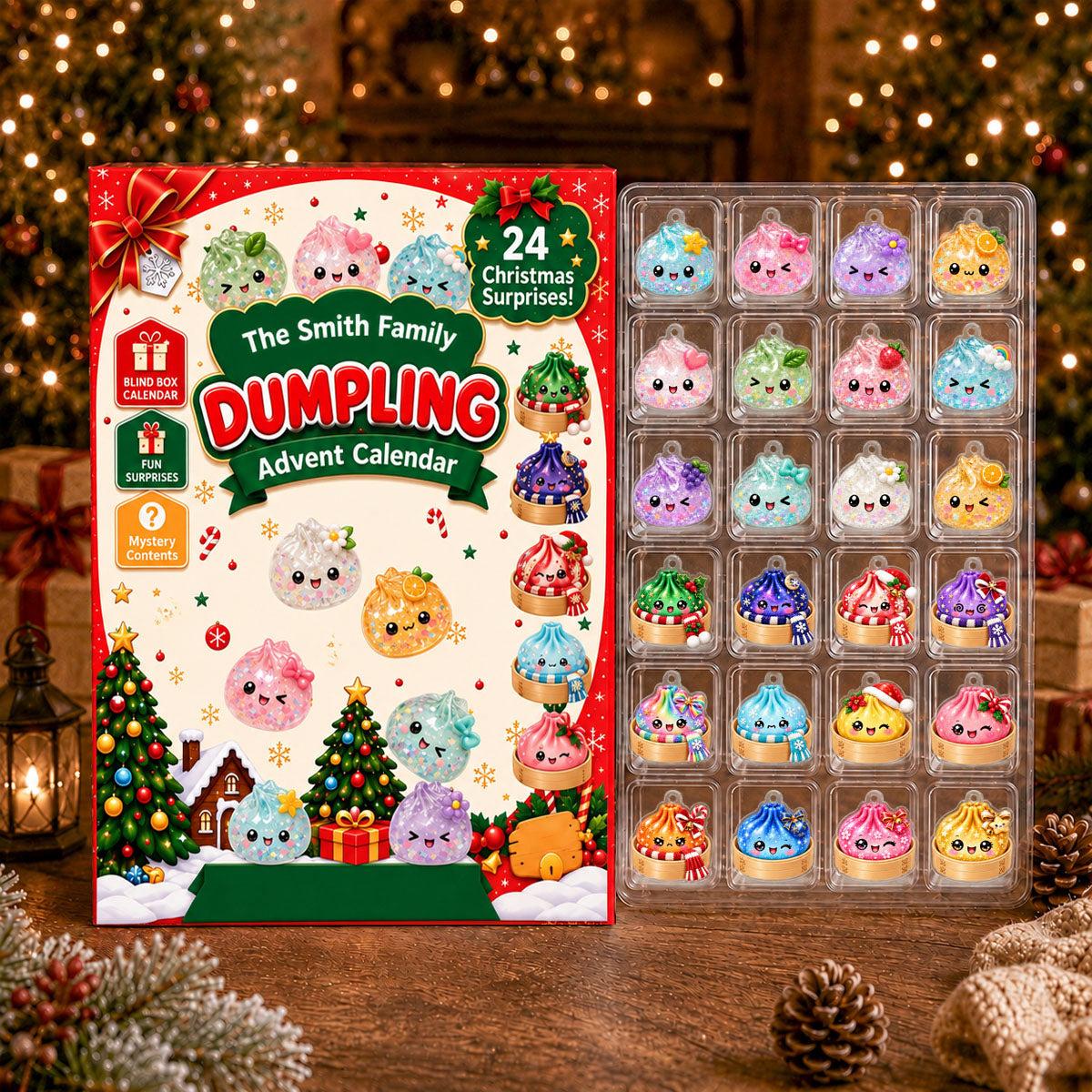 Dumpling Advent Calendar 2026 - 24 Day Spirits Countdown, Acrylic Charms Blind Box - Gift For Family