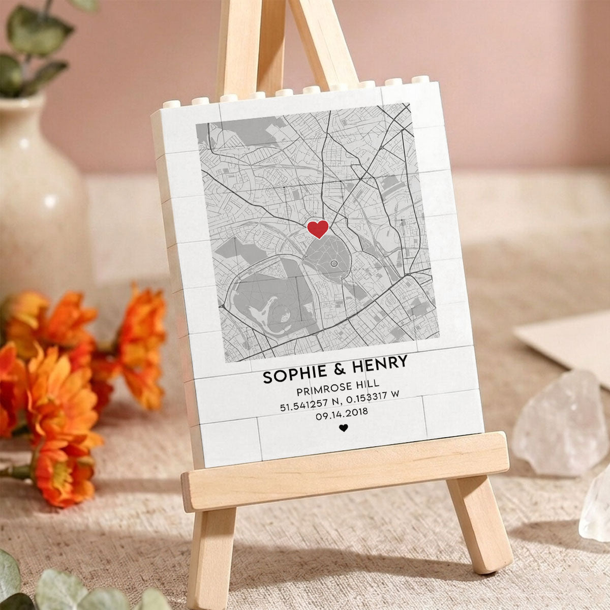 Personalized Building Block Map Custom Location Brick Art Gift