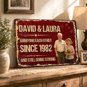 Personalized Couple Metal Sign, Custom Photo Anniversary Gift, Funny Marriage Gift, Rustic Wall Decor for Husband or Wife