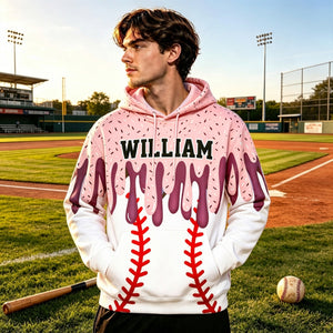 Icecream Drip Design For Baseball, Softball, Soccer, Football, Basketball, Hockey Lover - Personalized Hoodie