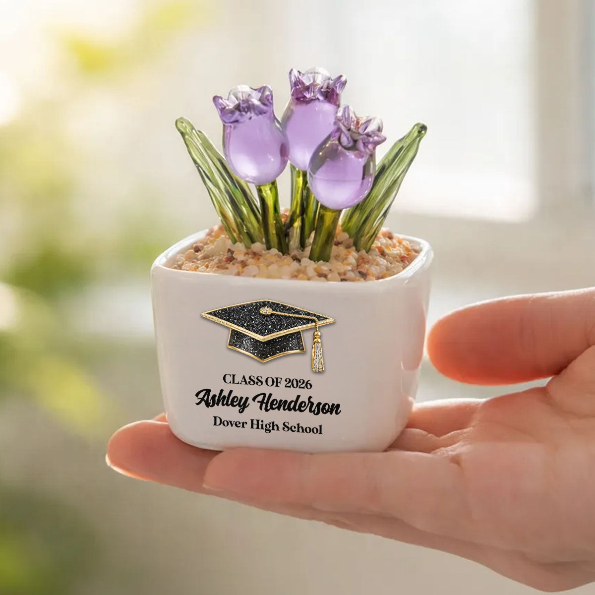 2026 Graduation Personalized Glass Everlasting Tulips