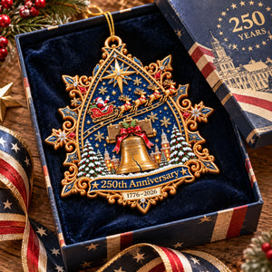 250Th Anniversary Santa Flying Over - Realistic 3D Ornament