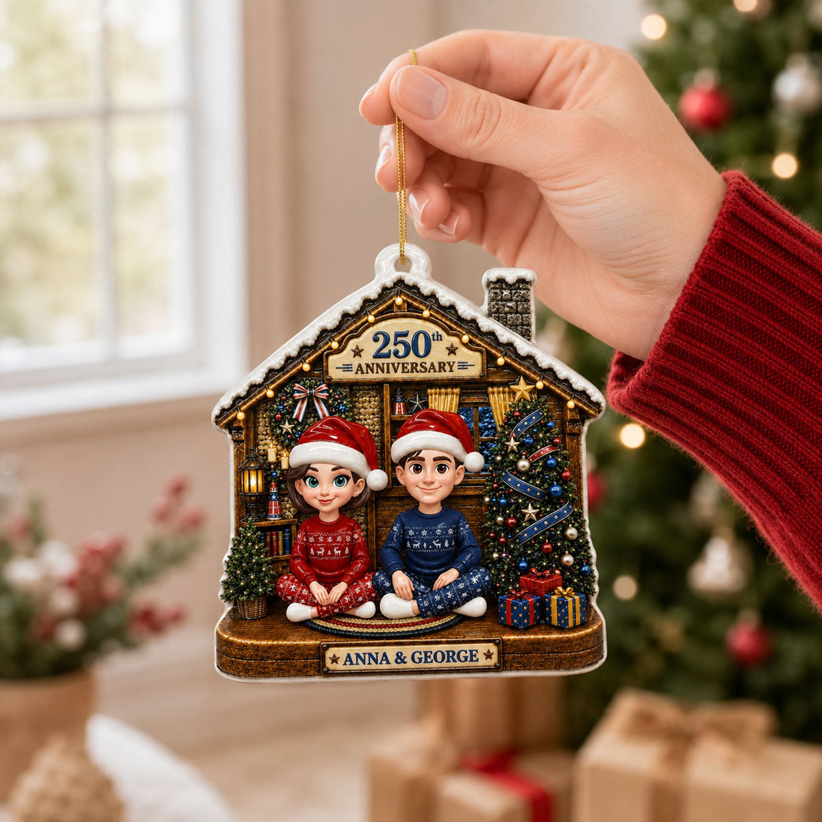 Family 2026 250th Anniversary  - My Family Christmas - Real 3D Ceramic Ornament