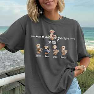 Mama Goose Shirt, Personalized Mama Shirt, Custom Kids Names Shirt, Mom Est Year Tee, Family Goose T-Shirt, Mother Gift