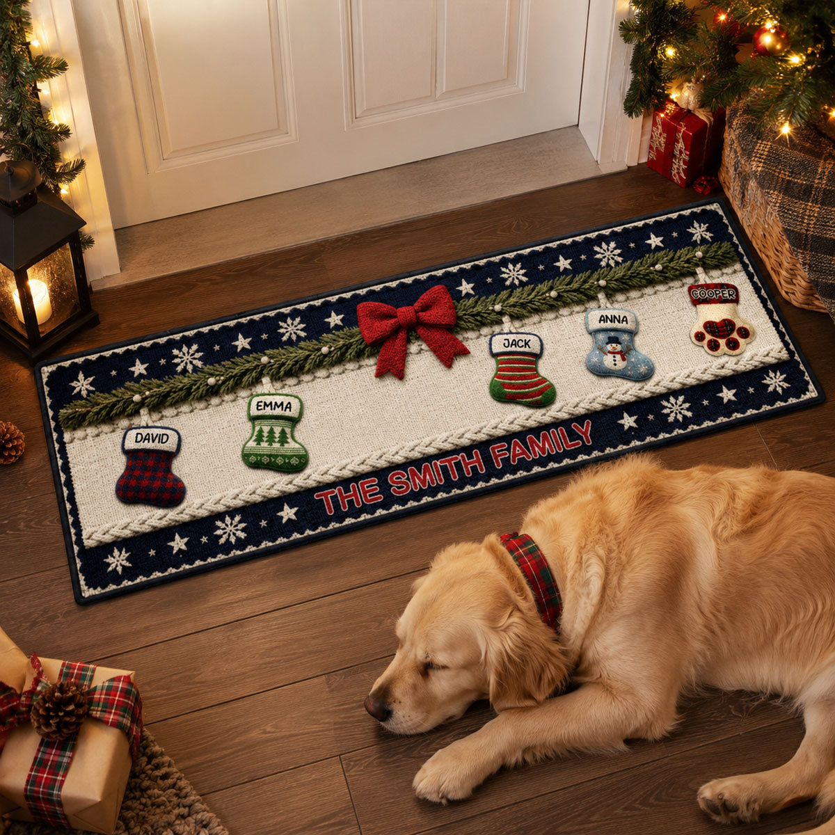 Family Christmas Together Runner Rug, Personalized Holiday Kitchen Mat, Home Xmas Gift