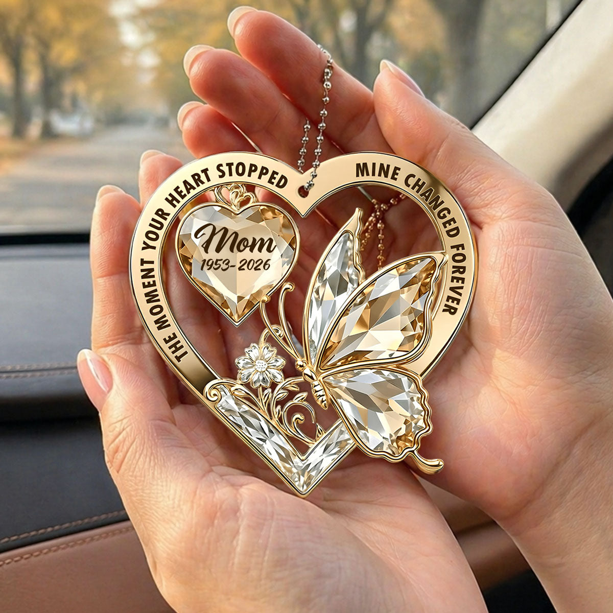 The Moment Your Heart Stopped Mine Changed Forever - Personalized Car Ornament