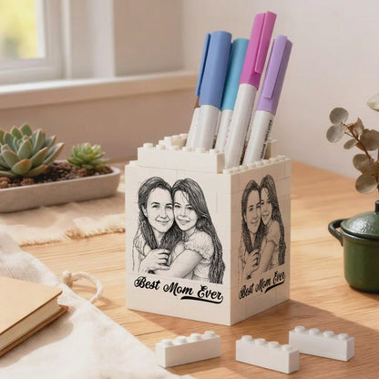 Custom Photo Pencil Sketch - Block Pen Organizer