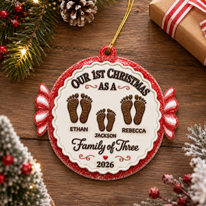 Our 1st Christmas As A Family Ornament - Real 3D Raised Ornament