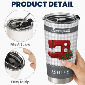 Personalized Sewing Machine 20oz Tumbler - Birth Month Flower Gifts