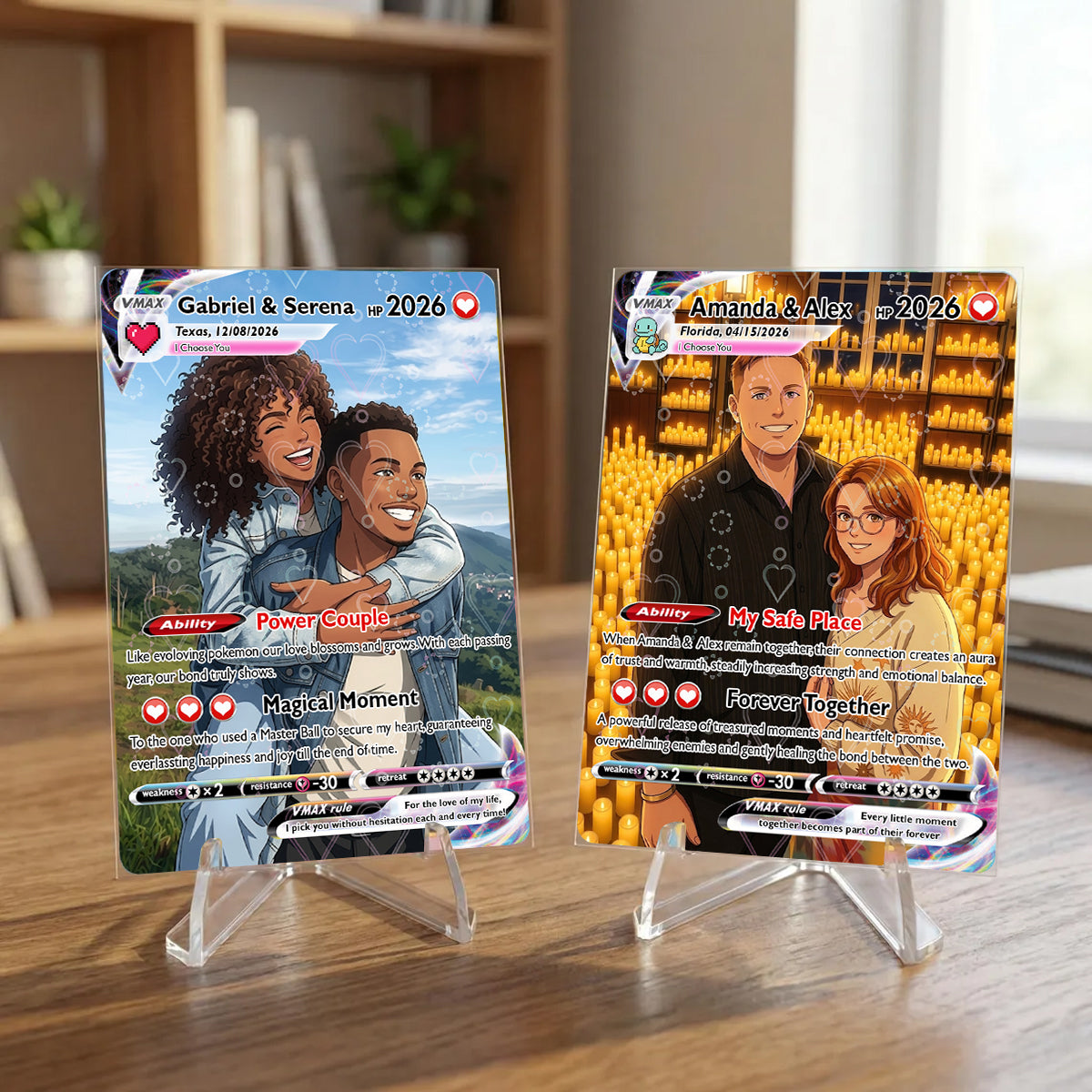 Custom Anime Poke Card for Couple , Unique Design Style Custom Couple Gift , Perfect Keepsake for Lovers, Best Presents for Engagement