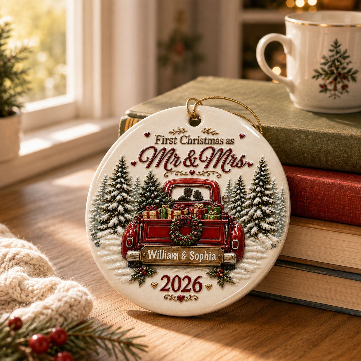 Custom First Christmas Forever Together Ornament  - Real 3D Raised Ornament