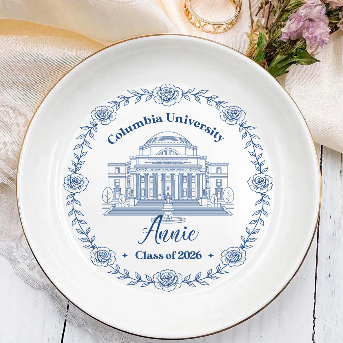 Personalized University College Jewery Plate, Graduation Ring Dish, Class of 2026 Graduation Gift for Daughter, Logo Ring Dish