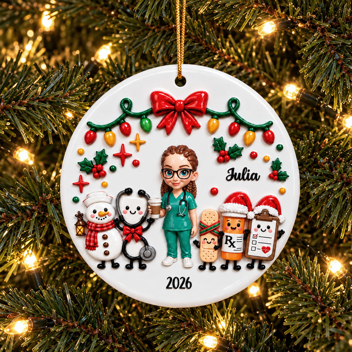 Cute Nurse Things - Personalized Real 3D Raised Ornament