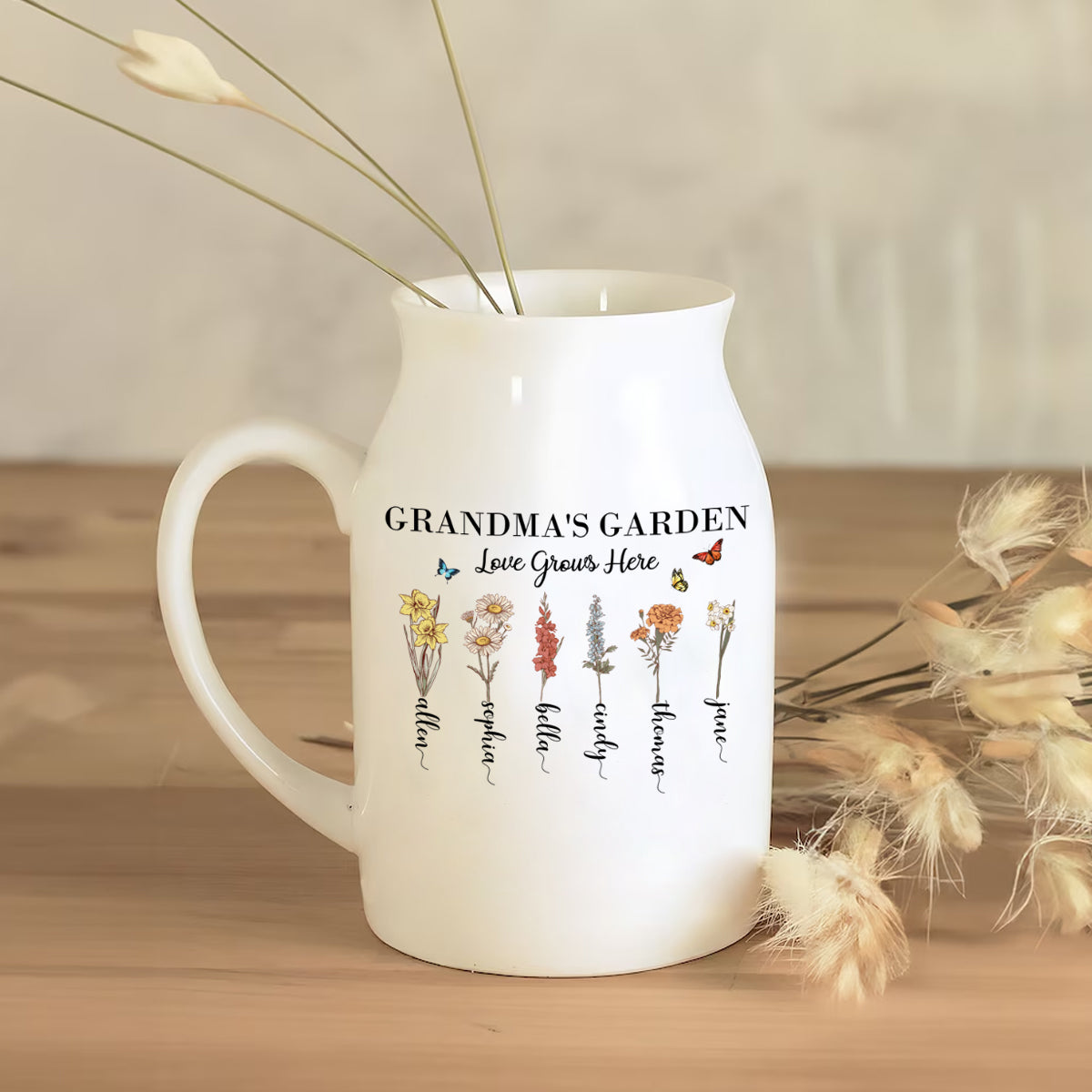 Custom Grandma's Garden Plant Pot and Vase, Gift for Mom, Personalized Birth Flower Pots, Grandma Gifts, Outdoor Planter, Birthday Gift, Family Art