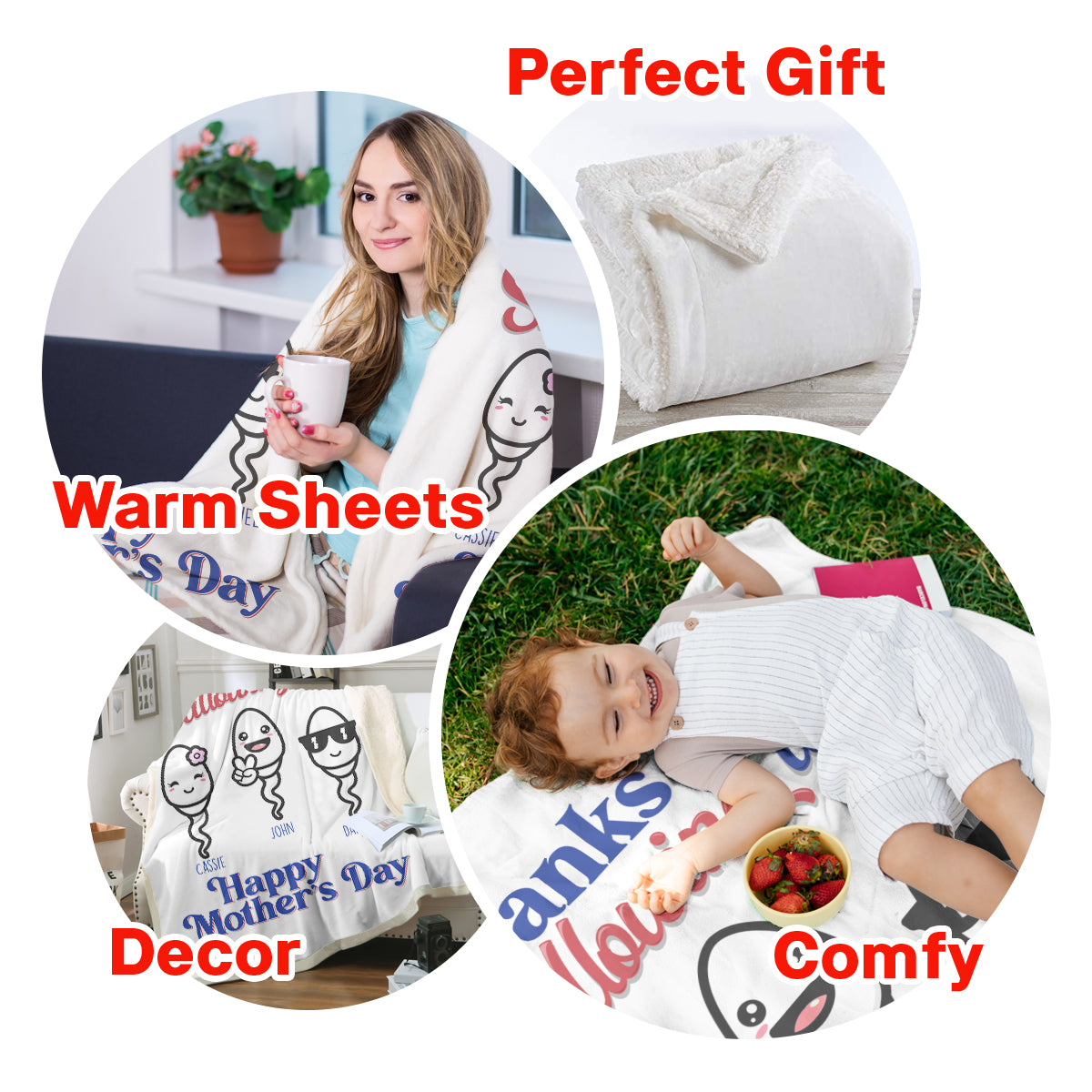 Thanks For Not Swallowing Us - Personalized Blanket - Mother's Day, Funny, Birthday Gift For Mom, Mother, Wife