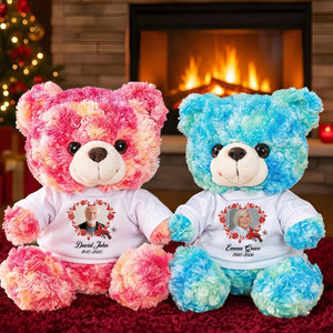 Heaven Is A Beautiful Place - Custom Name and Photo - Personalized Memorial Bear Plush