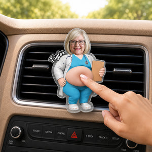Custom Photo Funny Belly Healthcare Heroes - Personalized Squishy Car Vent Clip