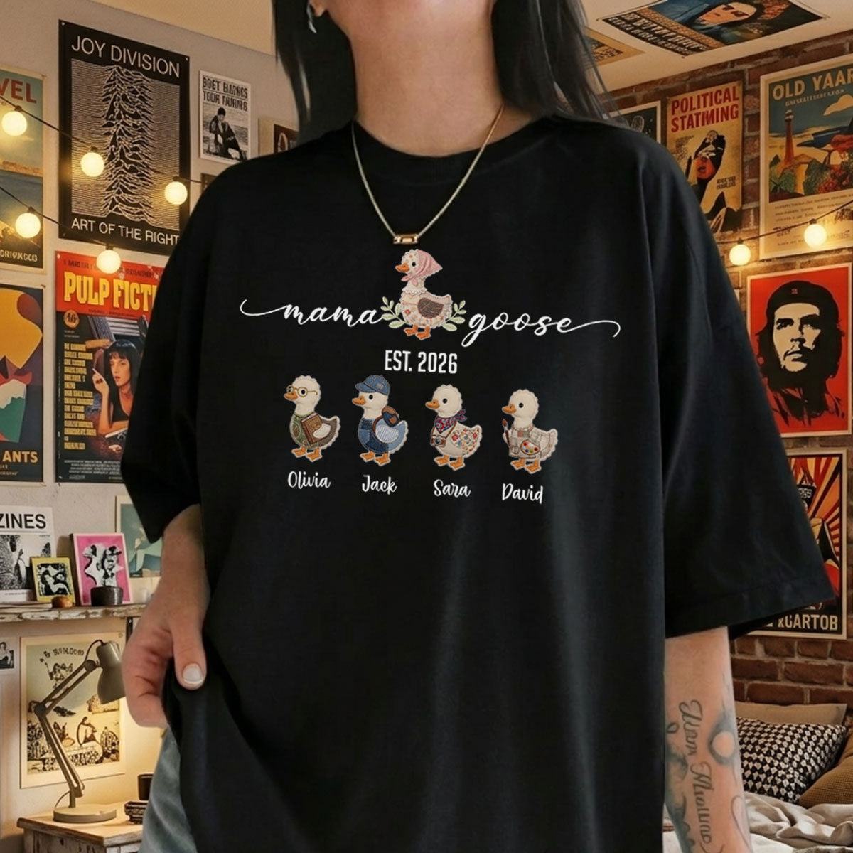 Mama Goose Shirt, Personalized Mama Shirt, Custom Kids Names Shirt, Mom Est Year Tee, Family Goose T-Shirt, Mother Gift