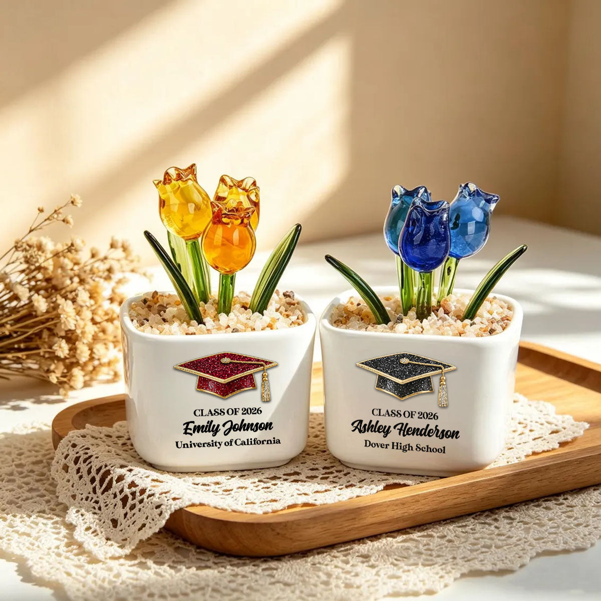 2026 Graduation Personalized Glass Everlasting Tulips