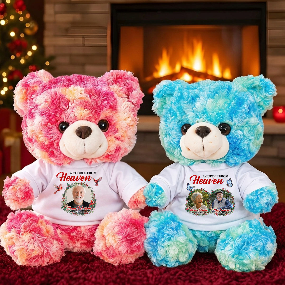 Old Tree Memorial Cardinal   - Personalized Memorial Teddy Bear - Memorial Christmas Gifts