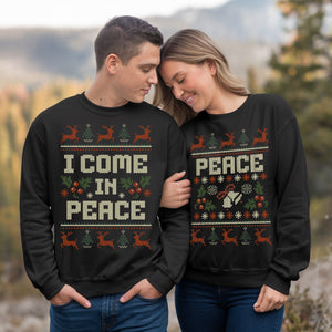 Matching Couples Ugly Christmas Sweater, Ugly Adult Humor Holiday Sweater, I Come In Peace Ugly Christmas Sweater, Ugly Christmas Party