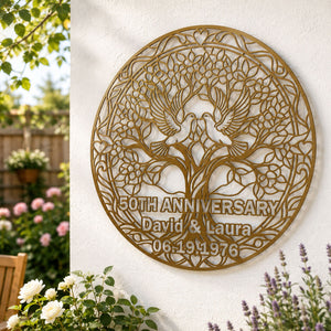 Tree of Love Golden Anniversary - Custom Wedding Anniversary Metal Wall Art